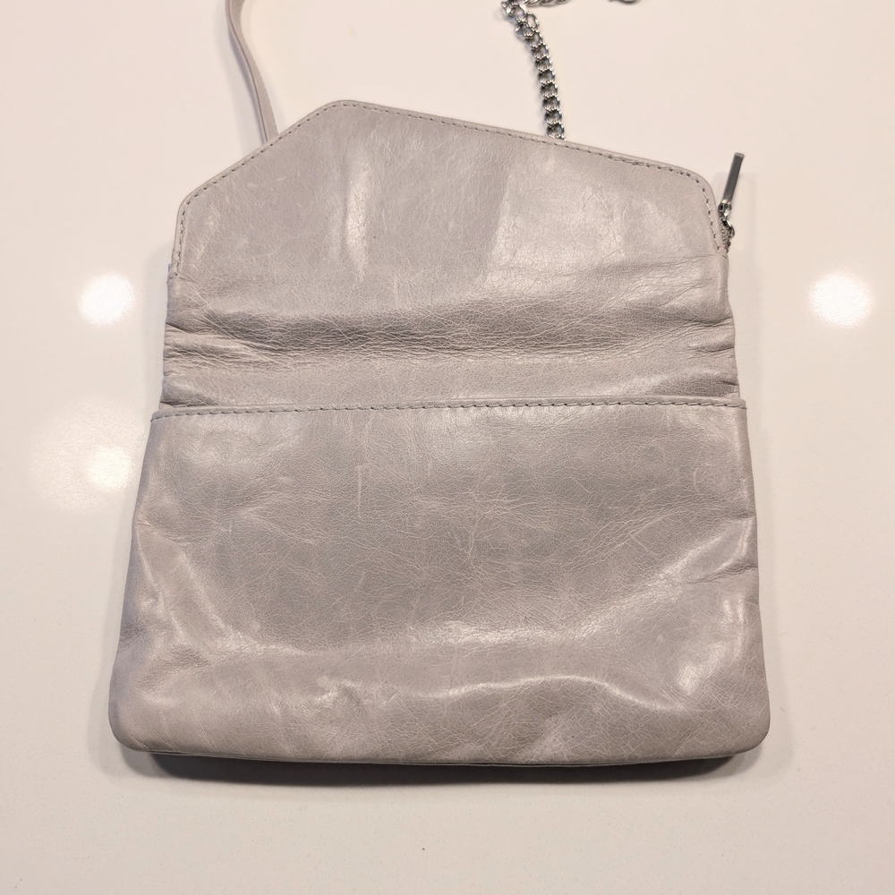 HOBO Grey Leather Festival Boho Zip Crossbody Bag - Picture 4 of 9